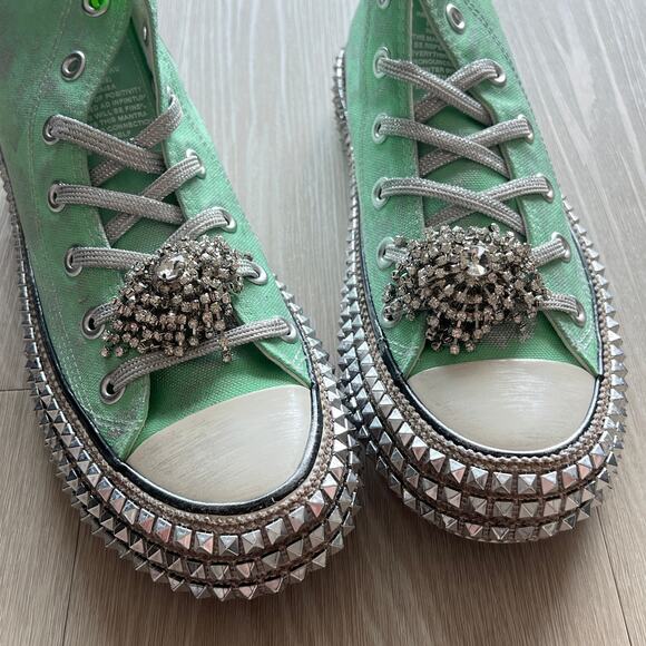 Nan-ku x Free People Cruise Studded Hi-Top Sneakers sz40 US 10 Spring Mint Green - Picture 6 of 14